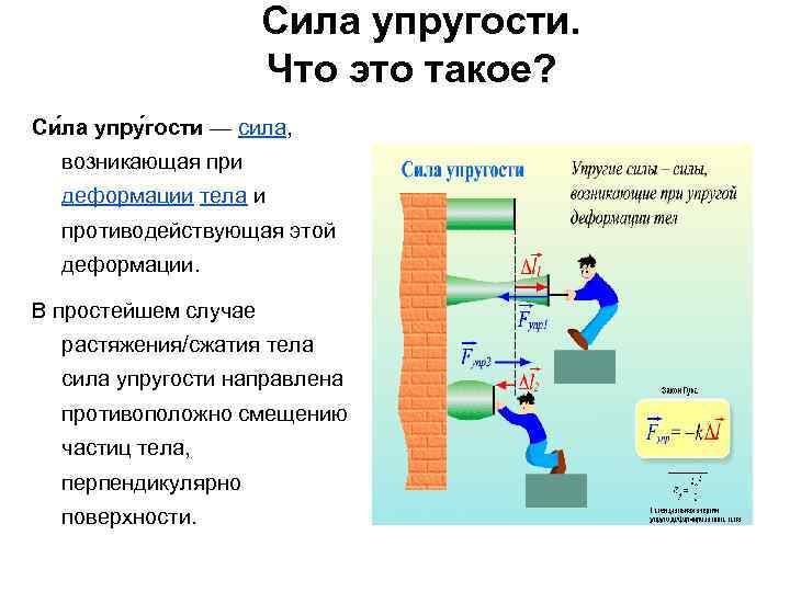 Сила упругости. Что это такое? Си ла упру гости — сила, возникающая при деформации