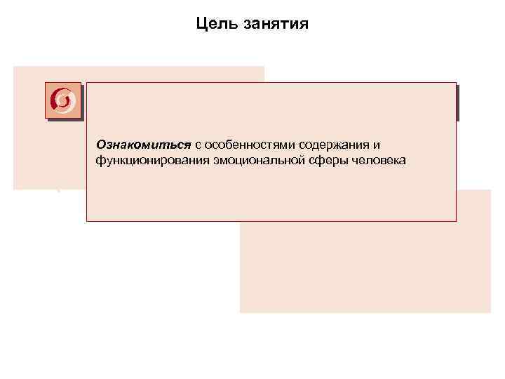 Цель занятия Ознакомиться с особенностями содержания и функционирования эмоциональной сферы человека 