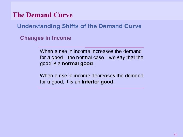 The Demand Curve Understanding Shifts of the Demand Curve Changes in Income When a