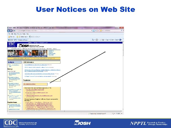 User Notices on Web Site NPPTL Year Month Day Initials BRANCH 