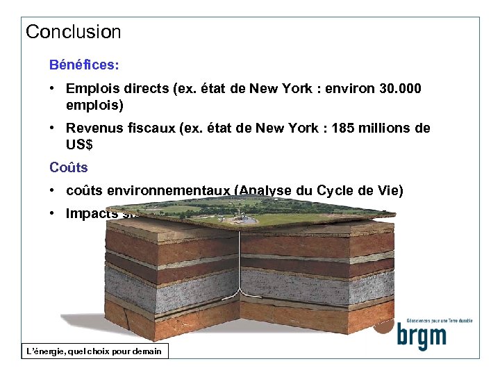 Conclusion Bénéfices: • Emplois directs (ex. état de New York : environ 30. 000