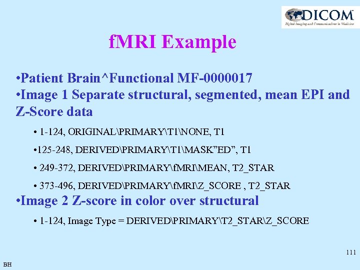 f. MRI Example • Patient Brain^Functional MF-0000017 • Image 1 Separate structural, segmented, mean