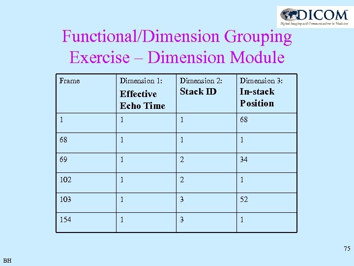 Functional/Dimension Grouping Exercise – Dimension Module Frame Dimension 1: Dimension 2: Dimension 3: Effective