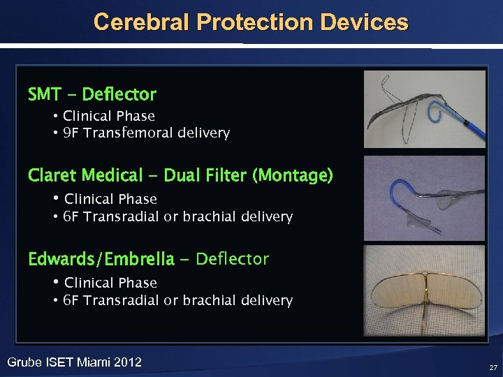 Cerebral Protection Devices SMT - Deflector • Clinical Phase • 9 F Transfemoral delivery