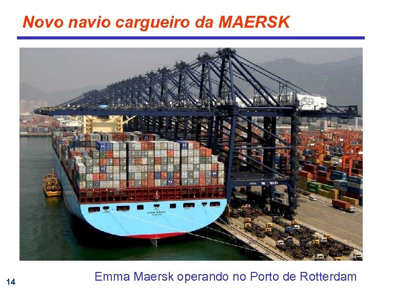 Novo navio cargueiro da MAERSK 14 Emma Maersk operando no Porto de Rotterdam 