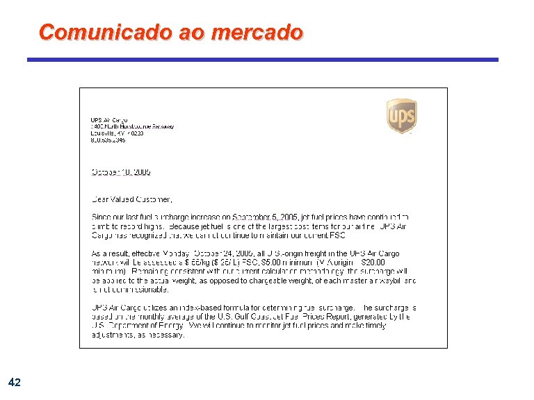 Comunicado ao mercado 42 