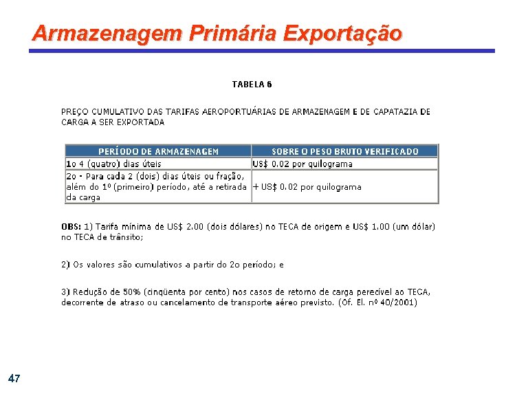 Armazenagem Primária Exportação 47 