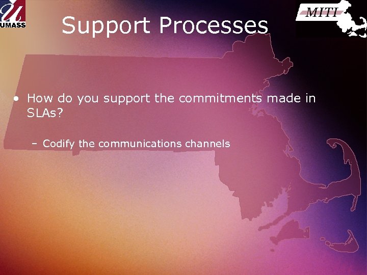 Support Processes • How do you support the commitments made in SLAs? – Codify