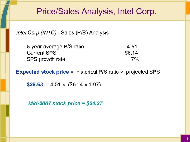 Price/Sales Analysis, Intel Corp (INTC) - Sales (P/S) Analysis 5 -year average P/S ratio