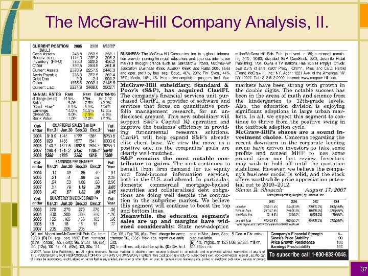 The Mc. Graw-Hill Company Analysis, II. 37 