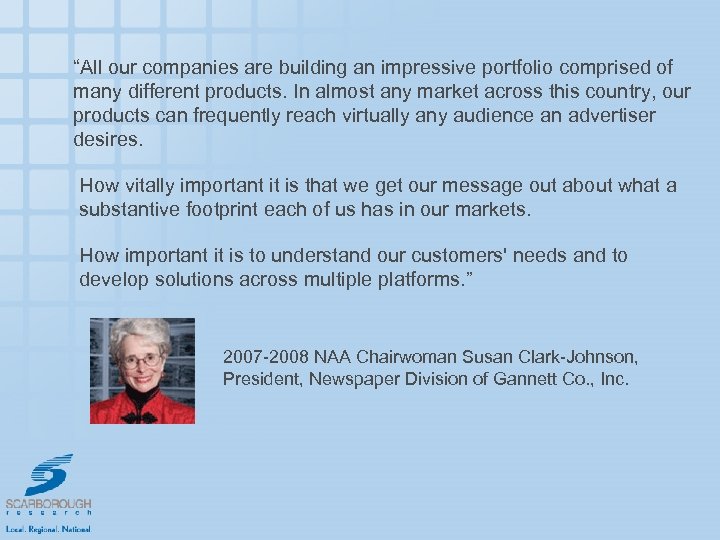 “All our companies are building an impressive portfolio comprised of many different products. In