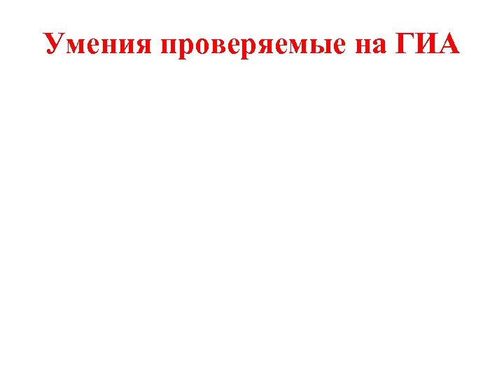 Умения проверяемые на ГИА 