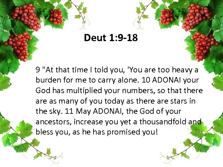 Deut 1: 9 -18 9 