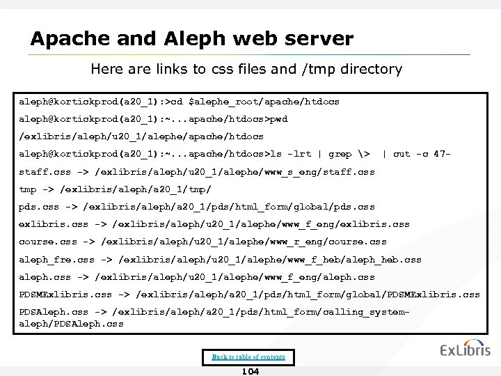 Apache and Aleph web server Here are links to css files and /tmp directory