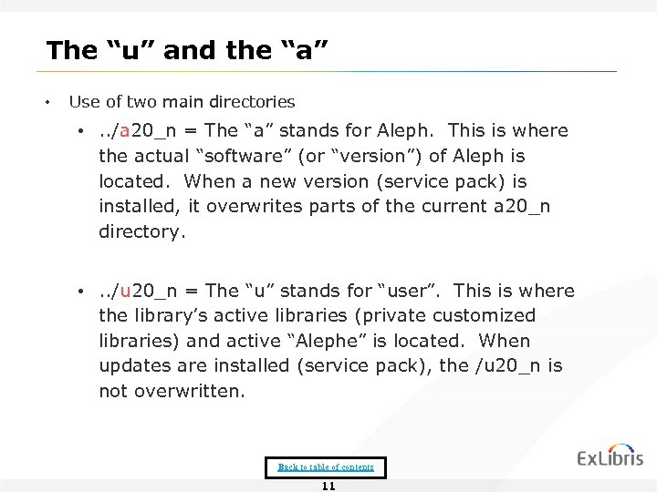 The “u” and the “a” • Use of two main directories • . .