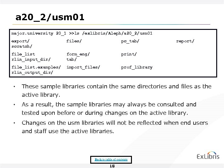 a 20_2/usm 01 major. university 20_1 >>ls /exlibris/Aleph/a 20_2/usm 01 export/ scratch/ files/ pc_tab/