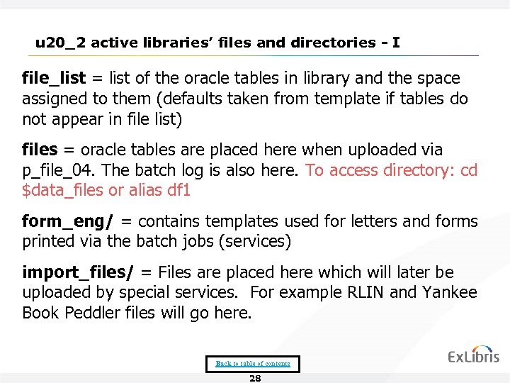 u 20_2 active libraries’ files and directories - I file_list = list of the