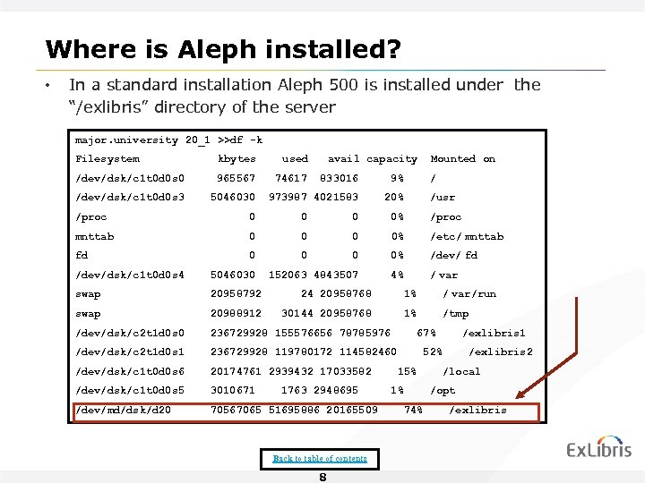 Where is Aleph installed? • In a standard installation Aleph 500 is installed under
