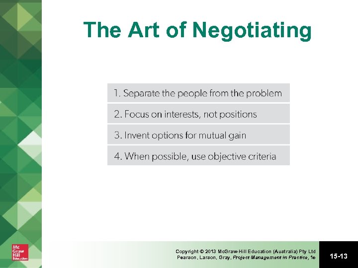 The Art of Negotiating Copyright © 2013 Mc. Graw-Hill Education (Australia) Pty Ltd Pearson,