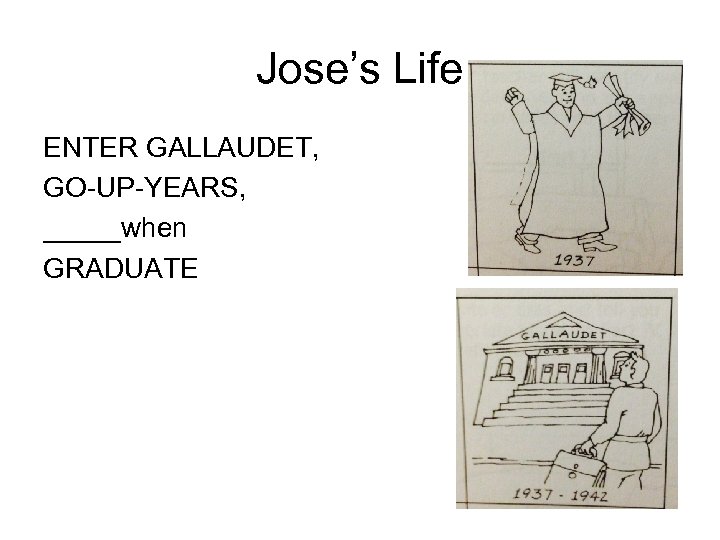 Jose’s Life ENTER GALLAUDET, GO-UP-YEARS, _____when GRADUATE 