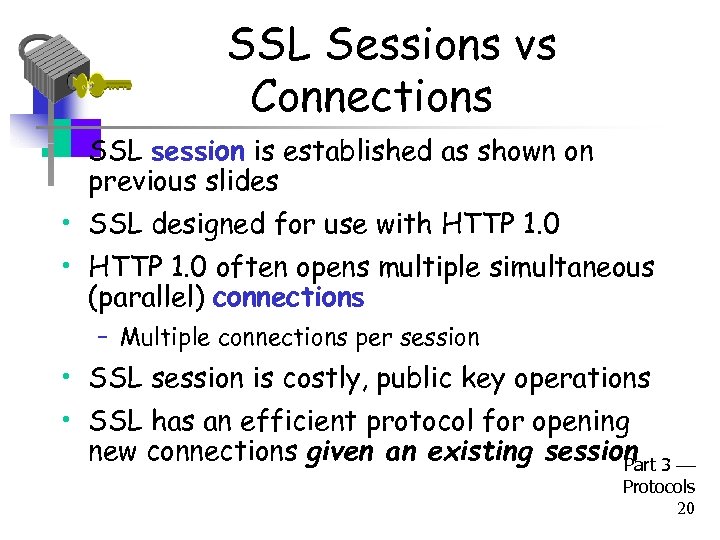 SSL Sessions vs Connections • SSL session is established as shown on previous slides