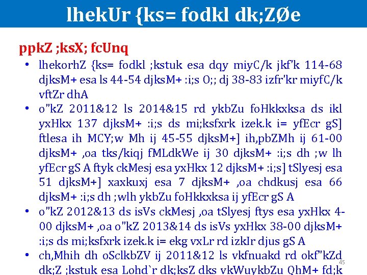 lhek. Ur {ks= fodkl dk; ZØe ppk. Z ; ks. X; fc. Unq •