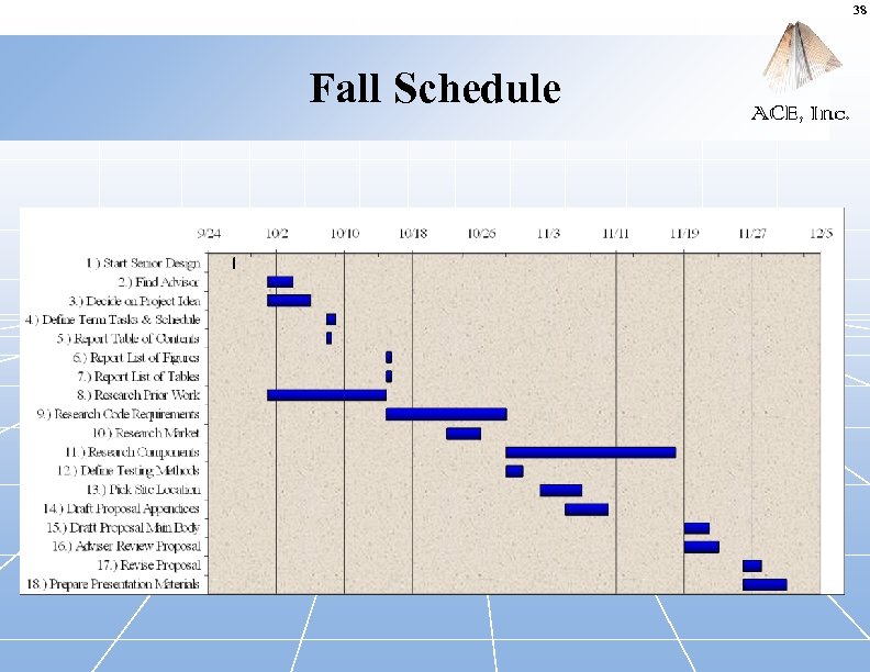 38 Fall Schedule ACE, Inc. 