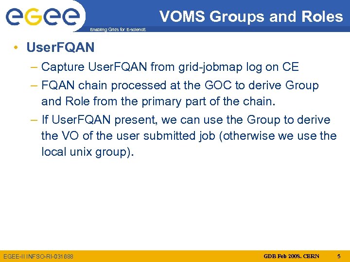 VOMS Groups and Roles Enabling Grids for E-scienc. E • User. FQAN – Capture