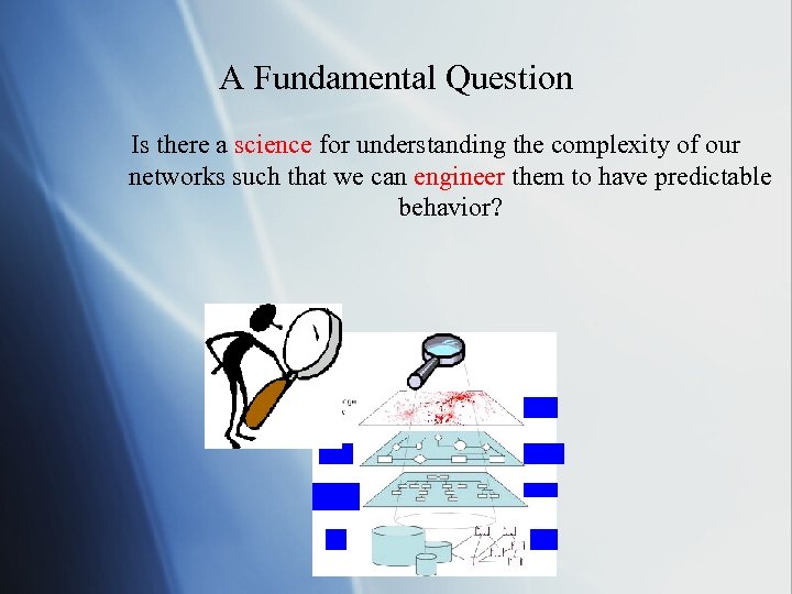 A Fundamental Question Is there a science for understanding the complexity of our networks