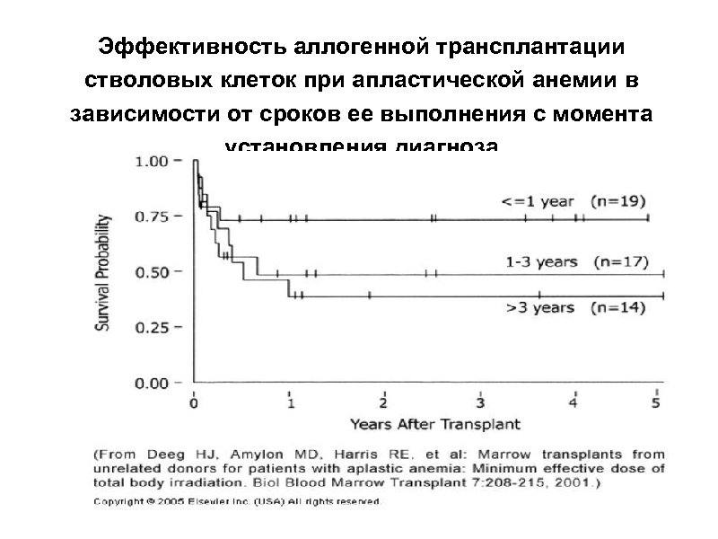 Эффективность аллогенной трансплантации стволовых клеток при апластической анемии в зависимости от сроков ее выполнения