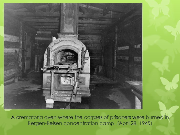 A crematoria oven where the corpses of prisoners were burned in Bergen-Belsen concentration camp.