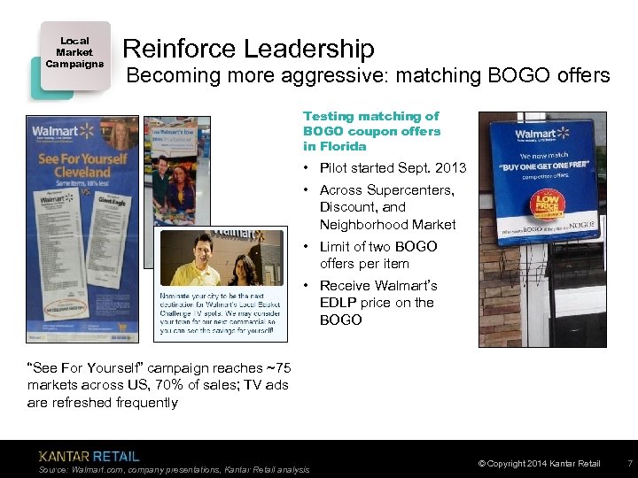Local Market Campaigns Reinforce Leadership Becoming more aggressive: matching BOGO offers Testing matching of