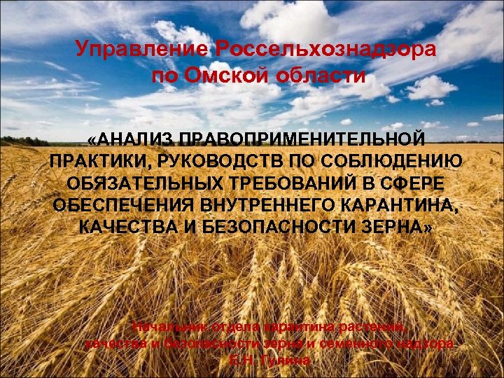 Управление Россельхознадзора по Омской области «АНАЛИЗ ПРАВОПРИМЕНИТЕЛЬНОЙ ПРАКТИКИ, РУКОВОДСТВ ПО СОБЛЮДЕНИЮ ОБЯЗАТЕЛЬНЫХ ТРЕБОВАНИЙ В