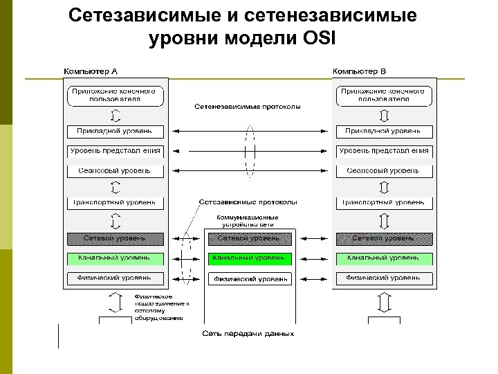 Сетезависимые и сетенезависимые уровни модели OSI 