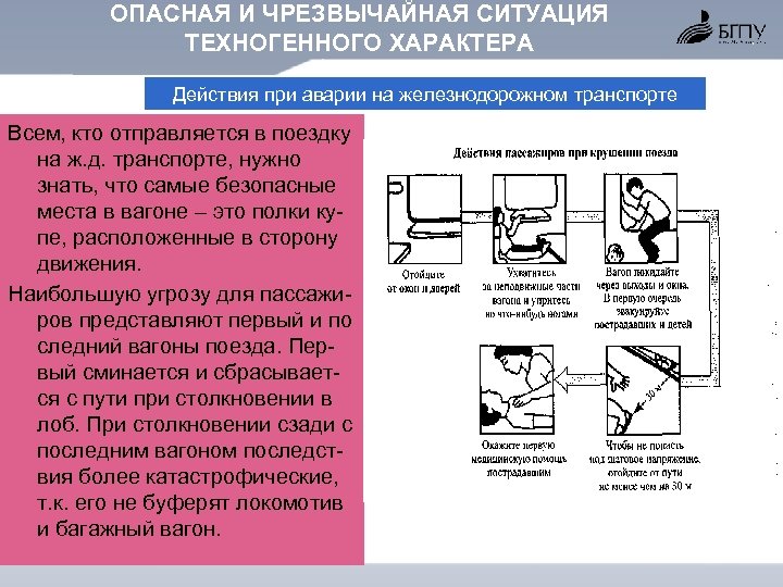 ОПАСНАЯ И ЧРЕЗВЫЧАЙНАЯ СИТУАЦИЯ ТЕХНОГЕННОГО ХАРАКТЕРА Действия при аварии на железнодорожном транспорте Всем, кто