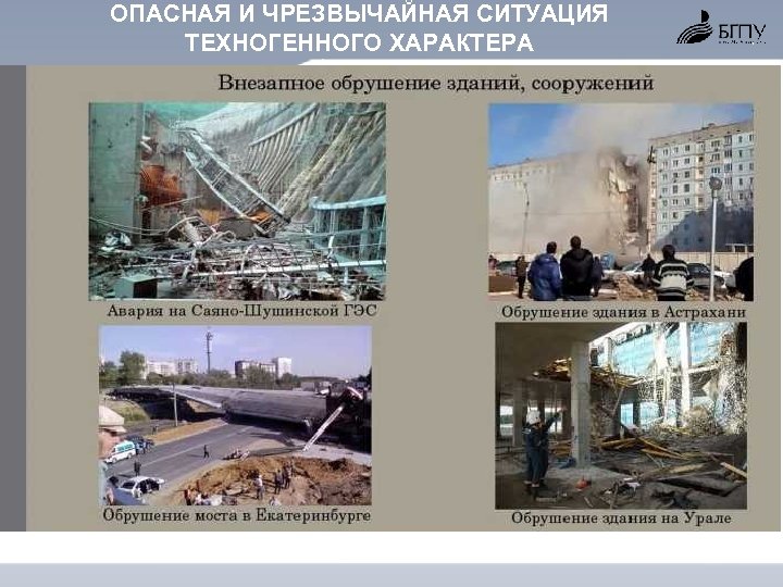 ОПАСНАЯ И ЧРЕЗВЫЧАЙНАЯ СИТУАЦИЯ ТЕХНОГЕННОГО ХАРАКТЕРА 