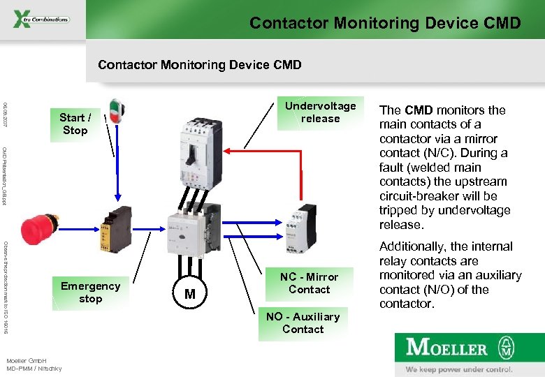 Contactor Monitoring Device CMD 06. 09. 2007 Undervoltage release Start / Stop CMD Präsentation_GB.