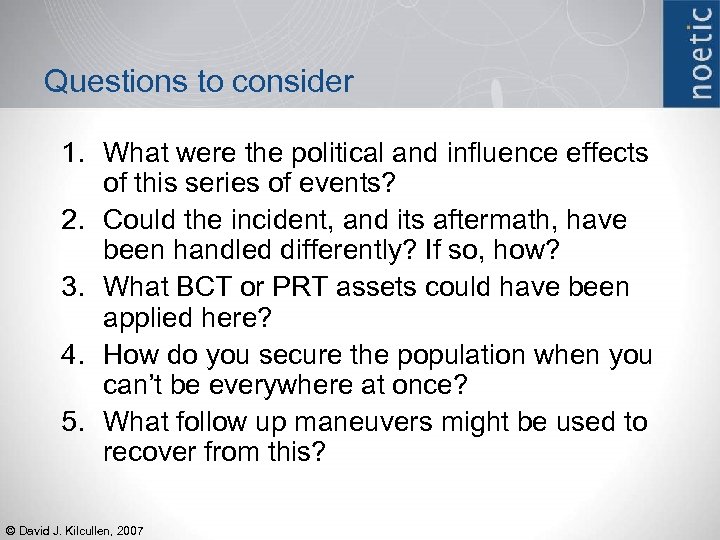 Questions to consider 1. What were the political and influence effects of this series