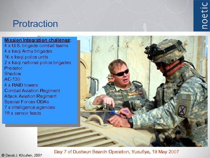 Protraction Mission Integration challenge: 4 x U. S. brigade combat teams 4 x Iraqi