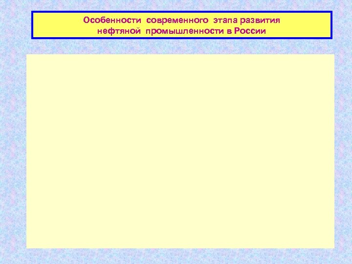Особенности современного этапа развития нефтяной промышленности в России 