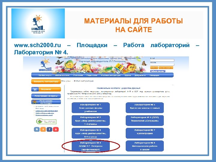 МАТЕРИАЛЫ ДЛЯ РАБОТЫ НА САЙТЕ www. sch 2000. ru – Лаборатория № 4. Площадки