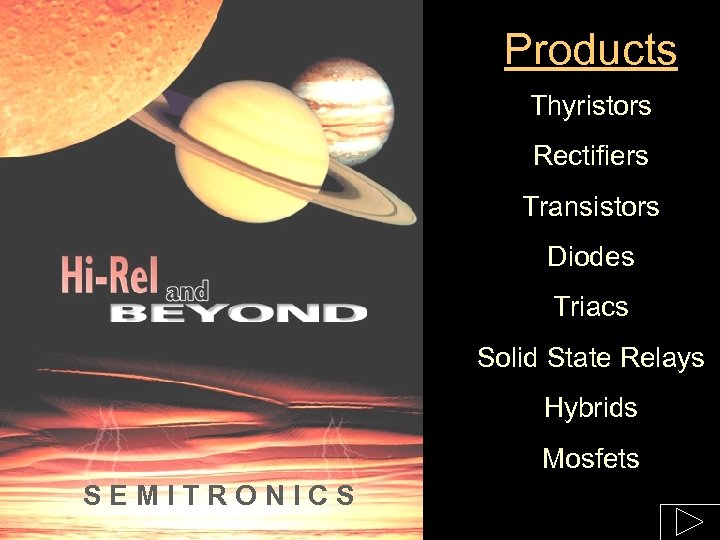 Products Thyristors Rectifiers Transistors Diodes Triacs Solid State Relays Hybrids Mosfets SEMITRONICS 