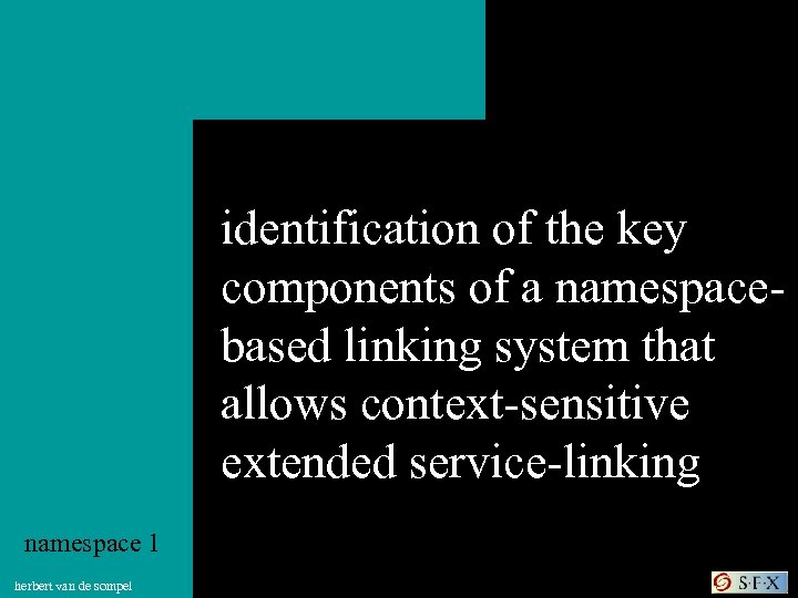 identification of the key components of a namespacebased linking system that allows context-sensitive extended