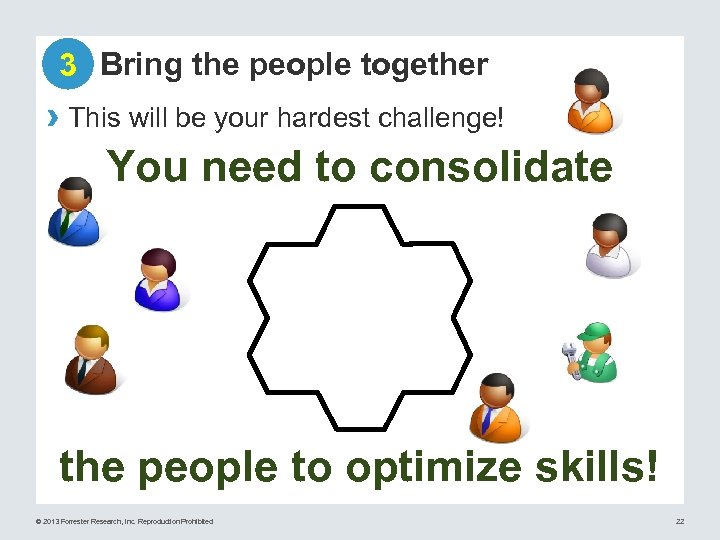 3 Bring the people together › This will be your hardest challenge! You need