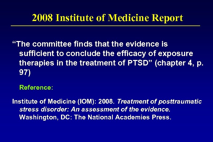 2008 Institute of Medicine Report “The committee finds that the evidence is sufficient to