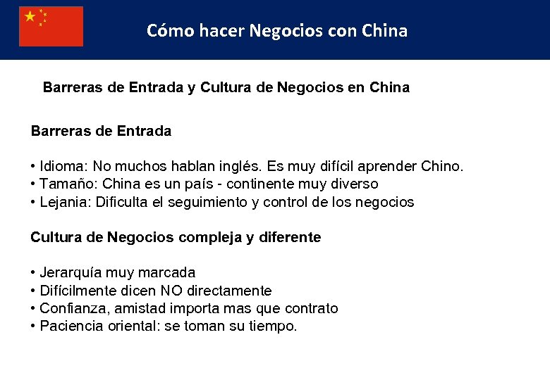 Cómo hacer Negocios con China Barreras de Entrada y Cultura de Negocios en China
