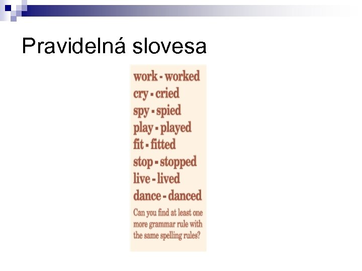 Pravidelná slovesa 