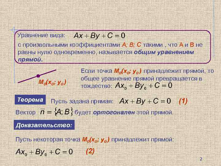 Уравнение вида: с произвольными коэффициентами А; В; С такими , что А и В