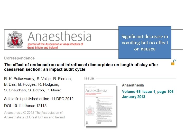 Significant decrease in vomiting but no effect on nausea 