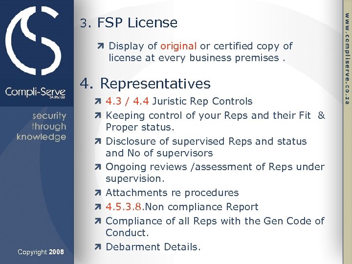 3. FSP License Display of original or certified copy of license at every business
